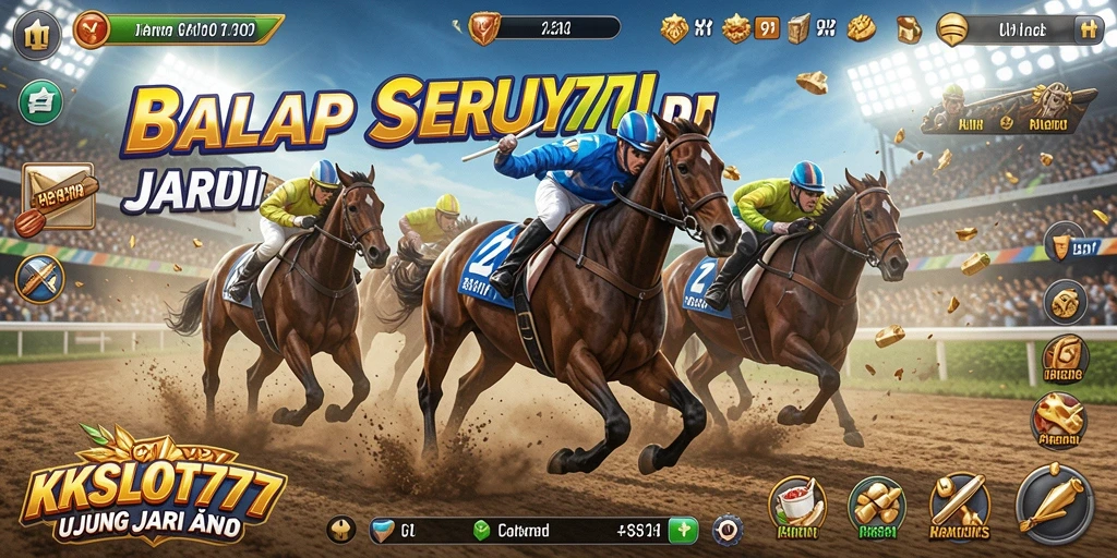 Tampilan gameplay KKSLOT777 yang menampilkan aksi balap mendebarkan.