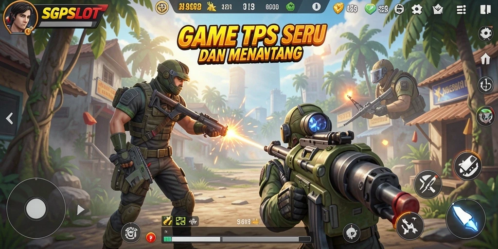 Tampilan gameplay mendebarkan dalam SGPSLOT dengan aksi tembak-menembak.